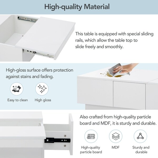 Multifunctional Coffee Table with 2 large Hidden Storage Compartment