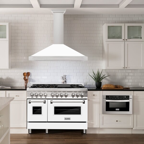 ZLINE Stainless Steel Range Hood with White Matte Shell and Stainless Steel Handle (KB4STX-WM)