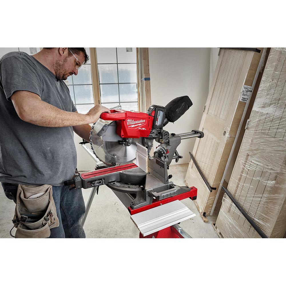 MW M18 FUEL 18V Lithium-Ion Brushless 12 in. Cordless Dual Bevel Sliding Compound Miter Saw with 18-Gauge Brad Nailer 2739-20-2746-20