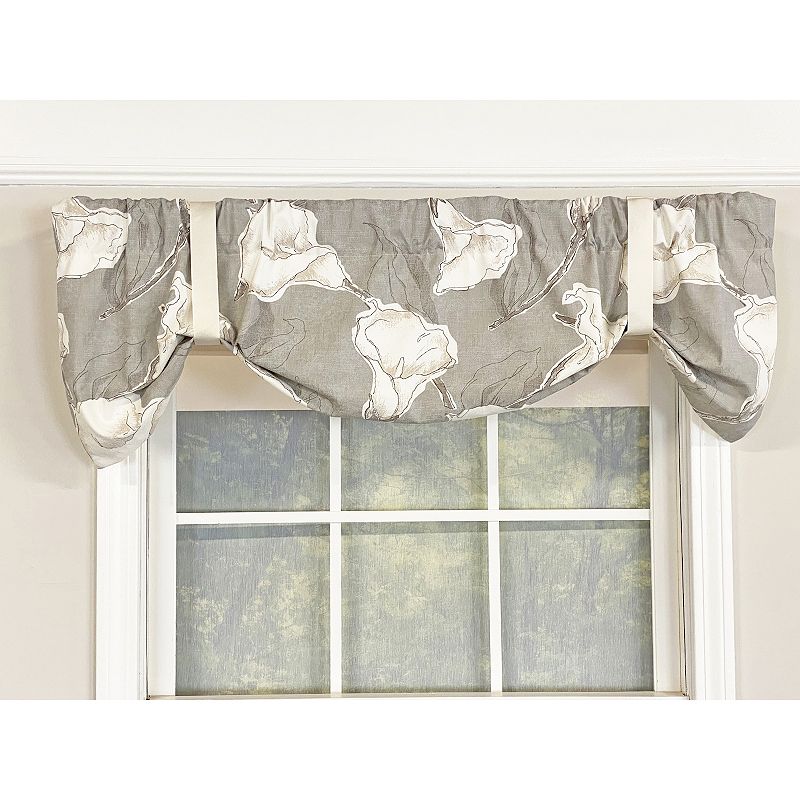 RLF Home Calla Suspender Valance Rod Pocket， Ribbon Ties