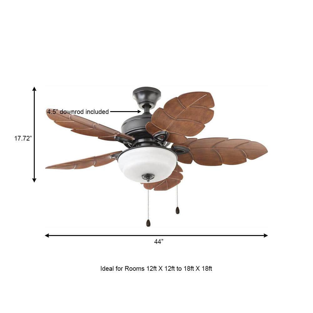 Home Decorators Collection Palm Cove 44 in IndoorOutdoor LED Natural Iron Ceiling Fan with Light Kit Downrod and Reversible Motor