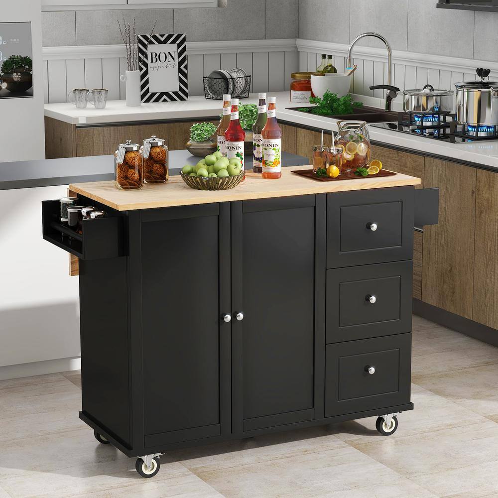 wetiny Black Kitchen Island WF0107287035AAB