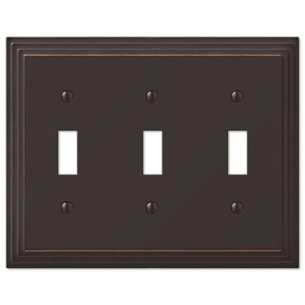 Hampton Bay Tiered 3 Gang Toggle Metal Wall Plate - Aged Bronze 84TTTVBHB