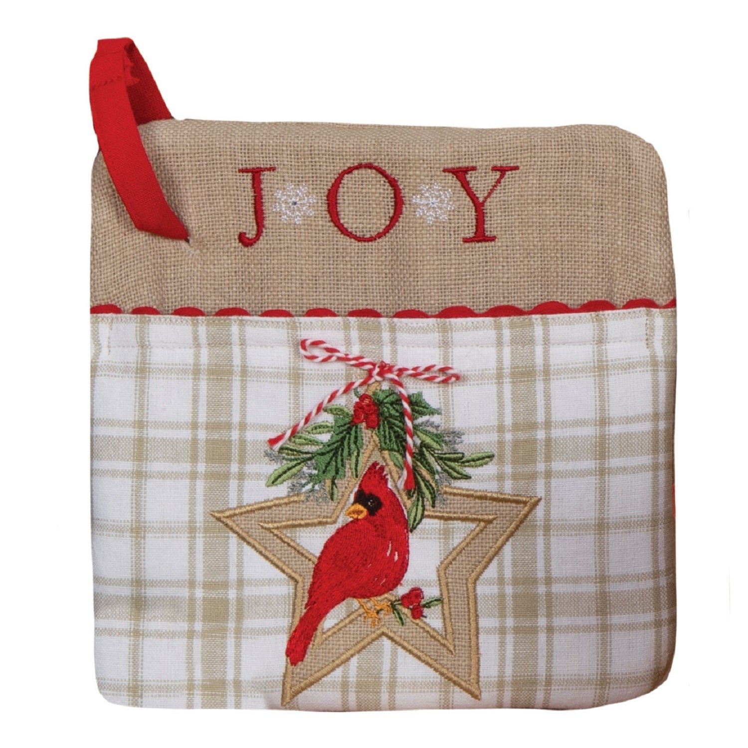 Winter Garden Joy Red Cardinal Christmas Holiday Pocket Mitt - Multi