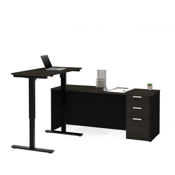 Bestar Pro-Concept Plus Height Adjustable L-Desk in Deep Grey and Black