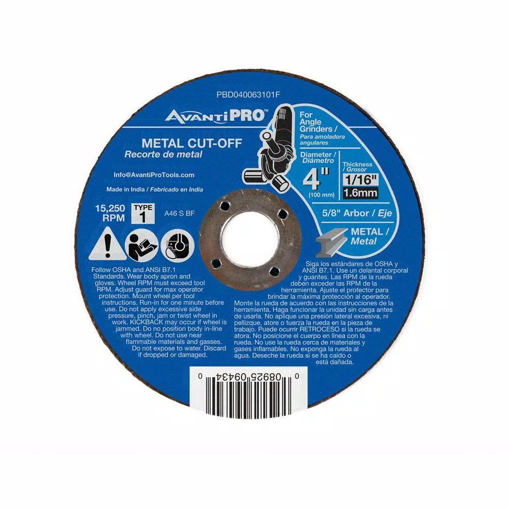 Avanti Pro 4 in. x 1/16 in. x 5/8 in. Type 1 Metal Cut-Off Disc and#8211; XDC Depot