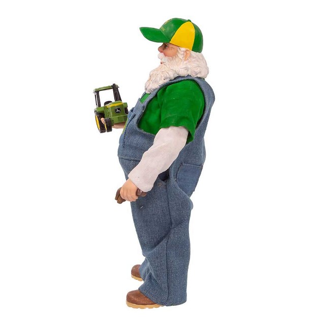 Kurt Adler 10 inch John Deere Fabric Mache Farmer Santa