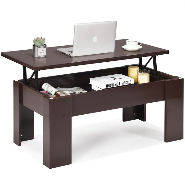 Costway Lift Top Coffee Table Pop-UP Cocktail Table w/Hidden - See Details