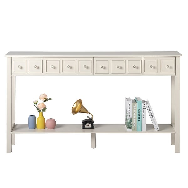 Console Table with Shelf and Different Size Drawers