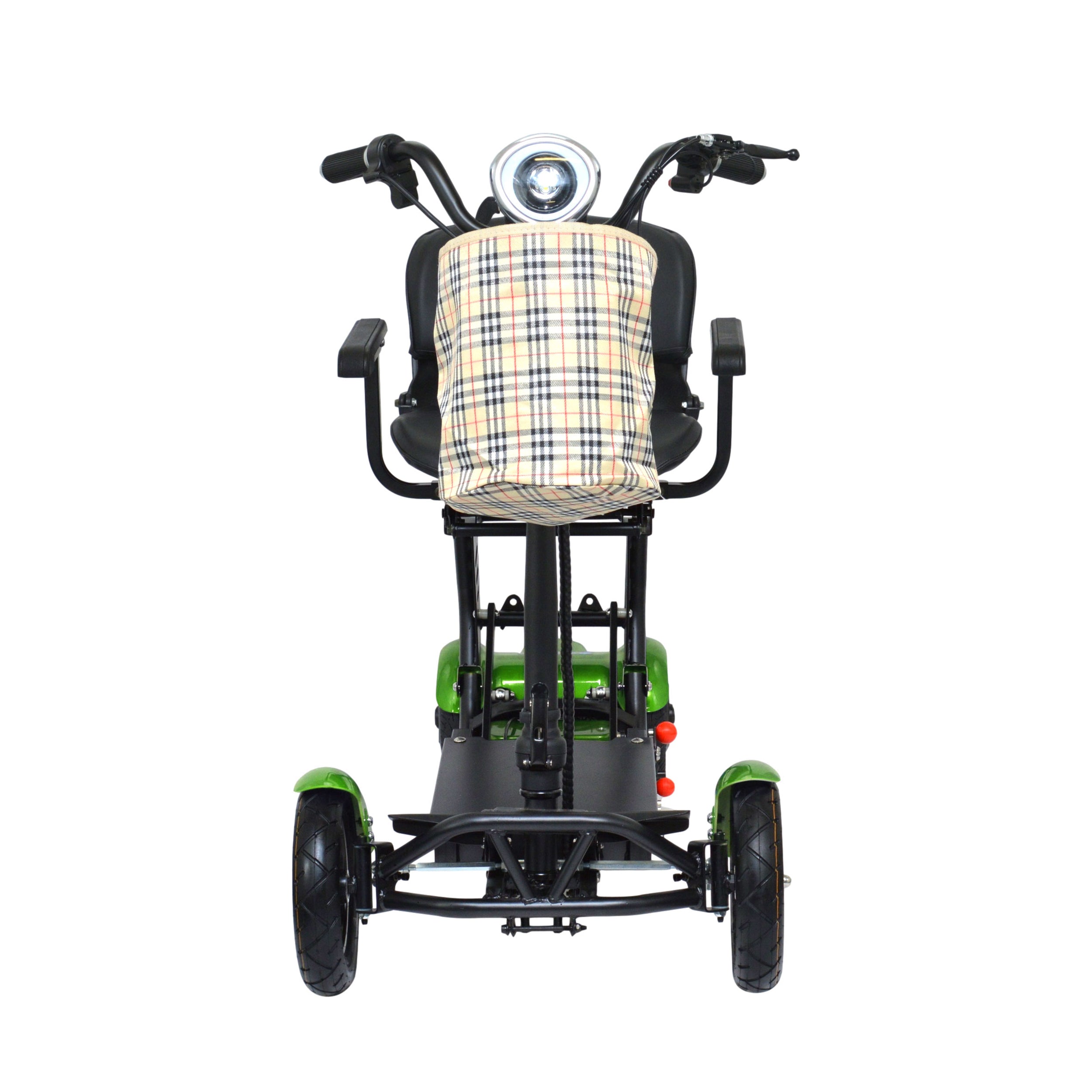 Special Design Green Portable Travel Scooter, LED Lights Extra Child Seat