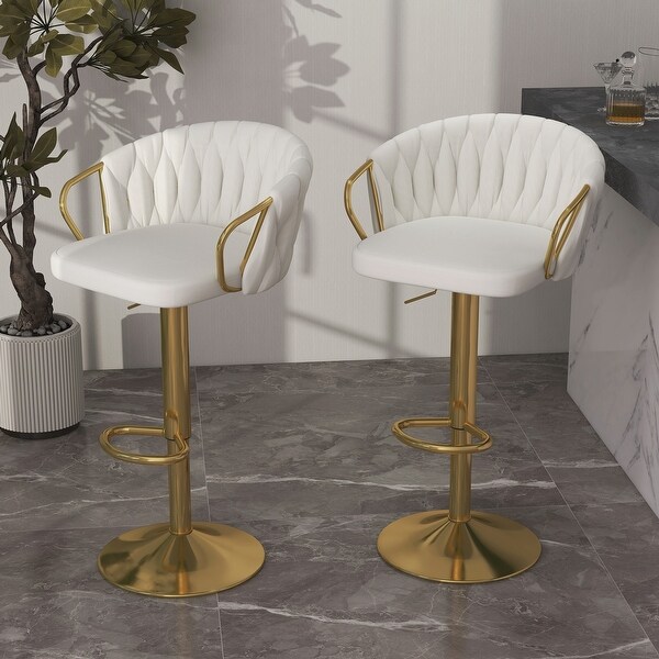 2 Set Counter Height Velvet Bar Stools