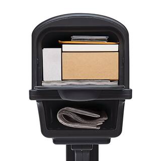 Architectural Mailboxes Gentry Black Medium Plastic All-in-One Mailbox and Post Combo GGC1B00AM