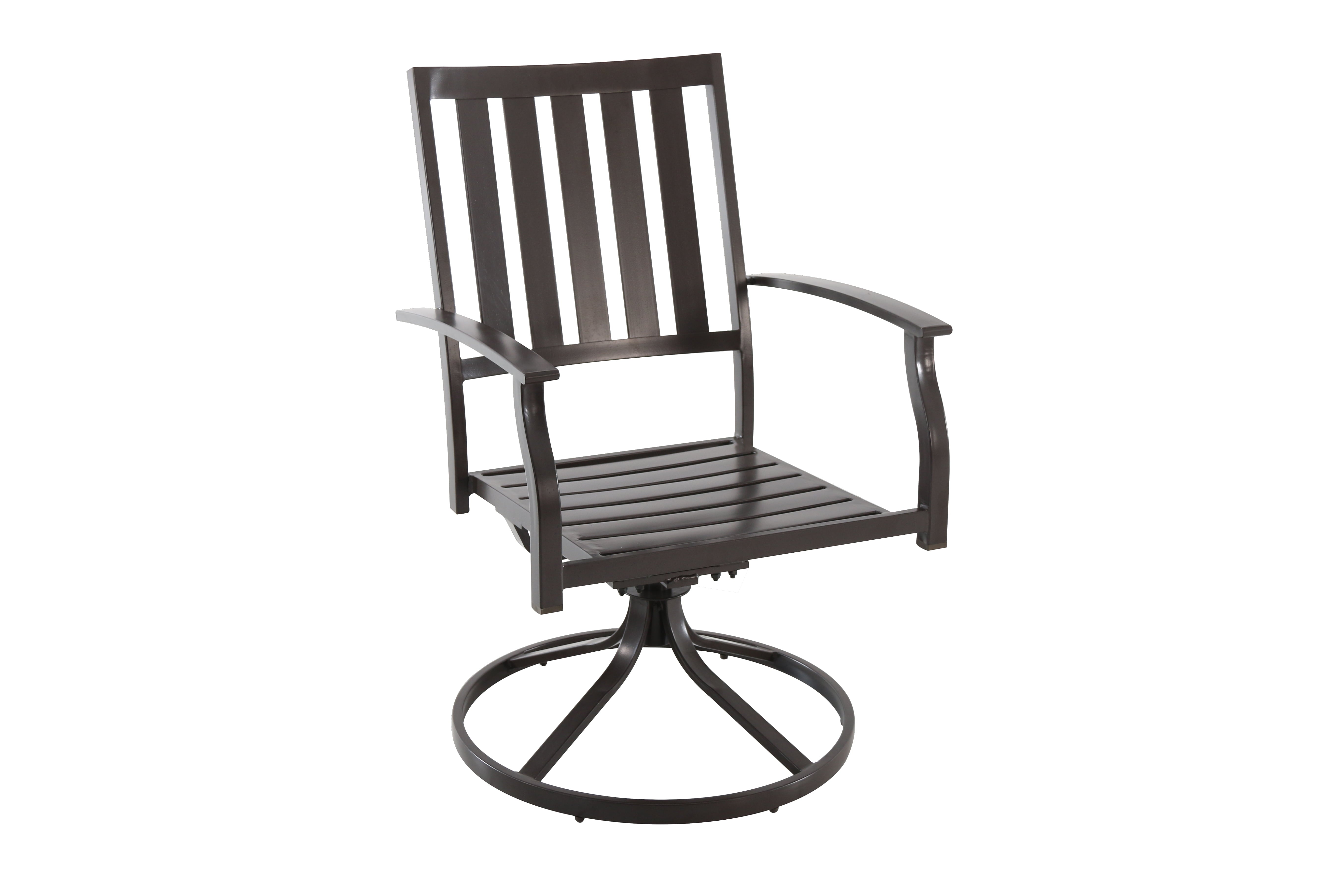 Better Homes & Gardens Camrose Farmhouse Brown Steel Outdoor Patio Swivel Chairs, Set of 2