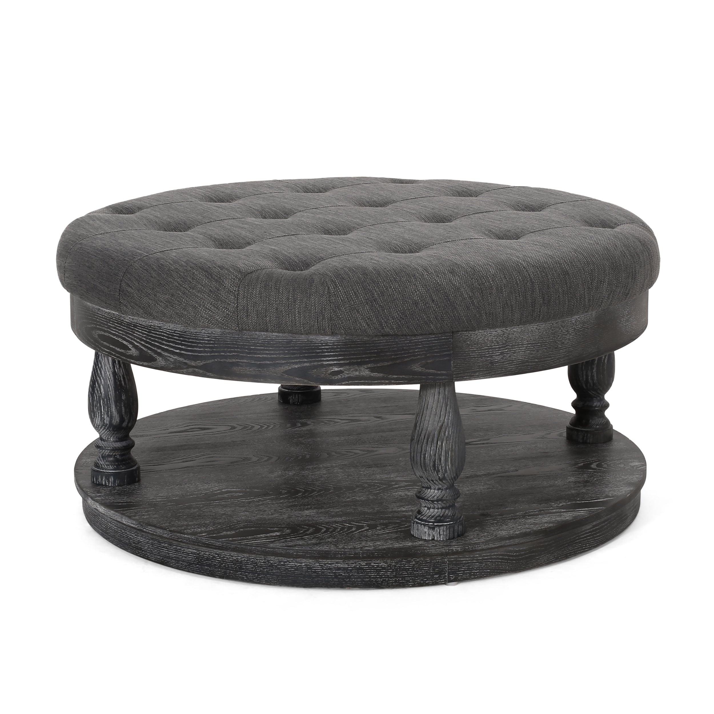 Andrue Contemporary Upholstered Round Ottoman