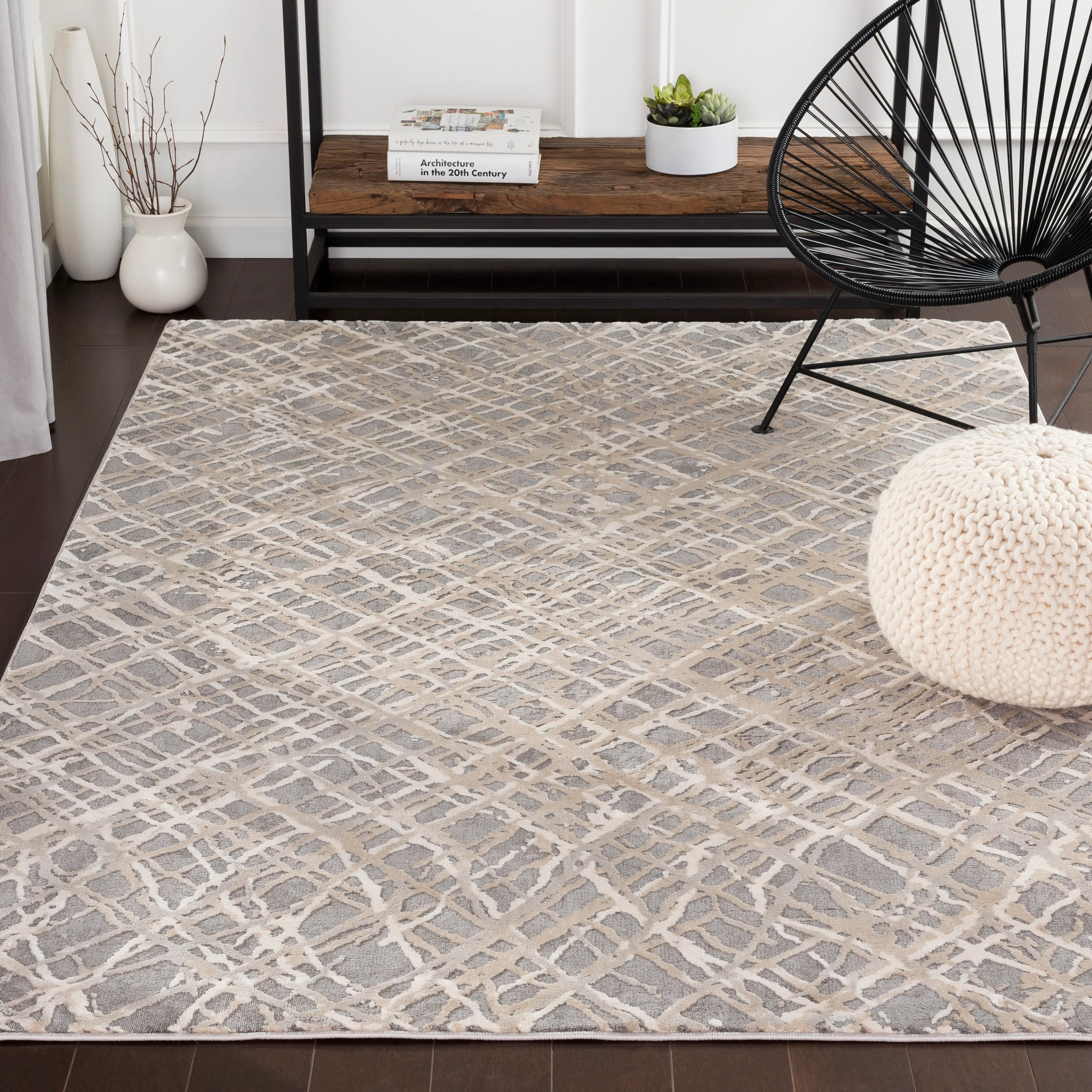 Tibetan 8 x 10 Tan Abstract Area Rug