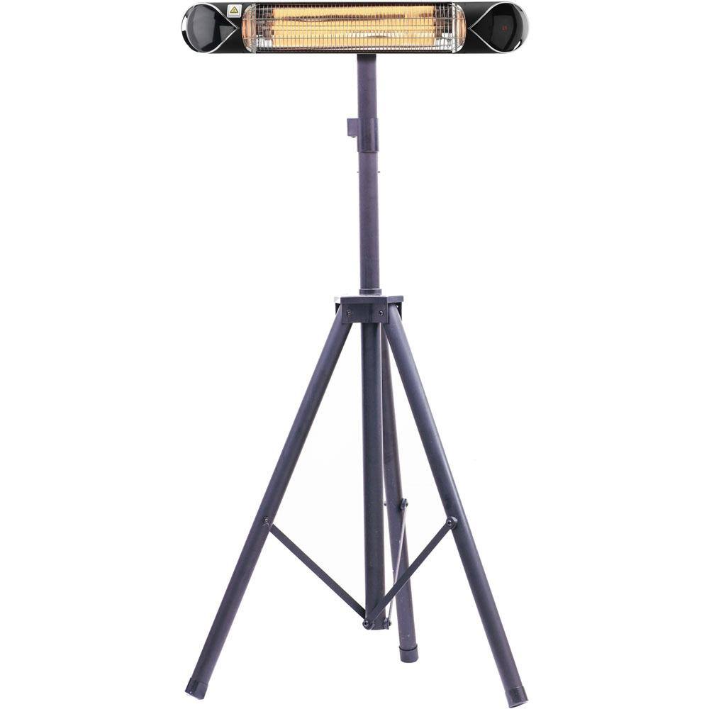 Hanover 35.4 in. 1500-Watt Infrared Electric Patio Heater with Remote Control and Tripod Stand in Black HAN1052ICBLK-TP