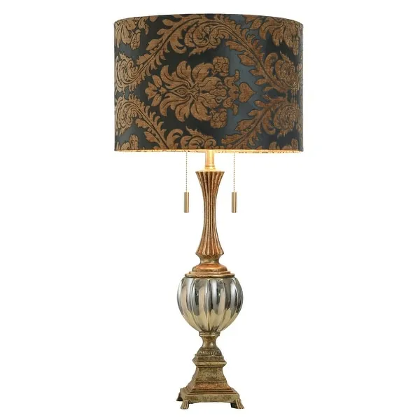 StyleCraft Beverly Smoked and Metallic Glass and Antique Brass Resin Table Lamp