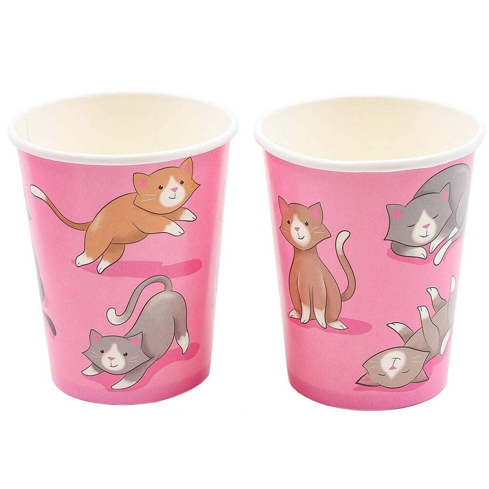 24 Set Disposable Dinnerware Tableware for Kids Girls Birthdays Party Cute Cat