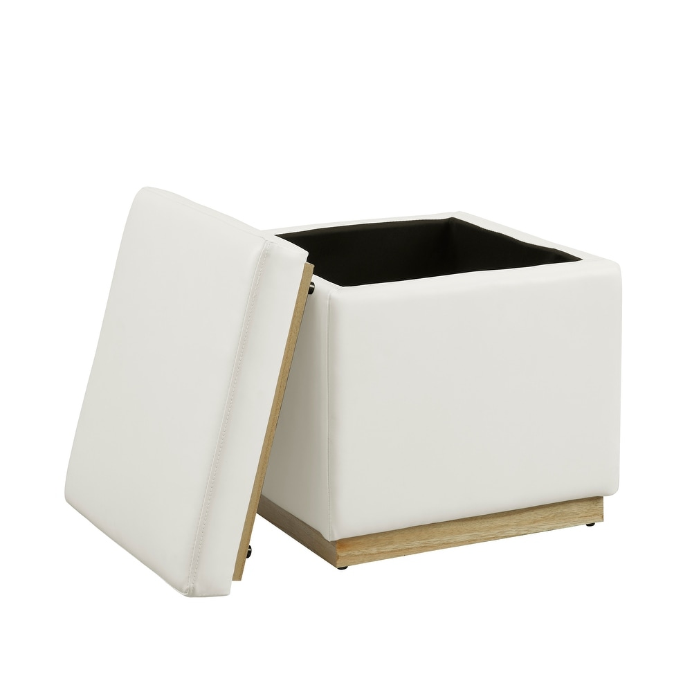 Rue Faux Leather Square Storage Ottoman