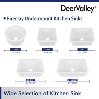 DEERVALLEY Glen White Rectangular Fireclay 32 in. Single Bowl UndermountDrop-In Kitchen Sink with Basket Strainer and Sink Grid DV-1K513