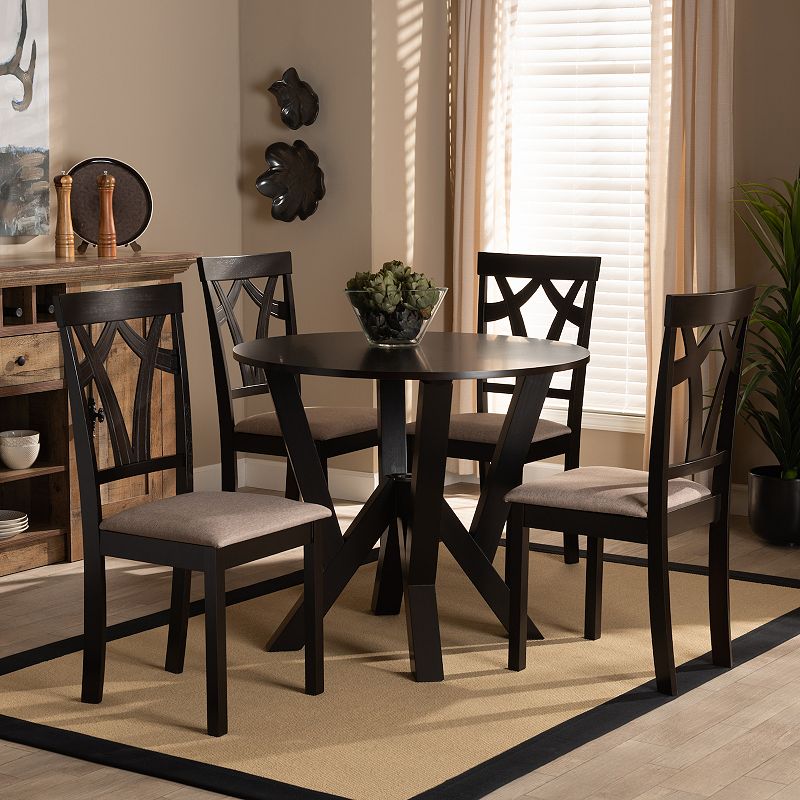 Baxton Studio Reagan Brown 5-Piece Dining Set