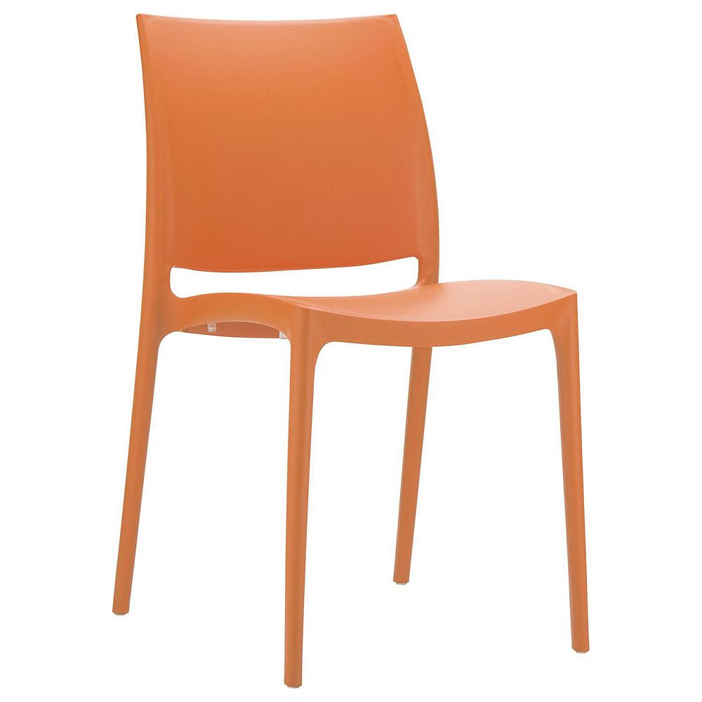 32 Orange Resin Solid Weather Resistant Outdoor Dining Chair