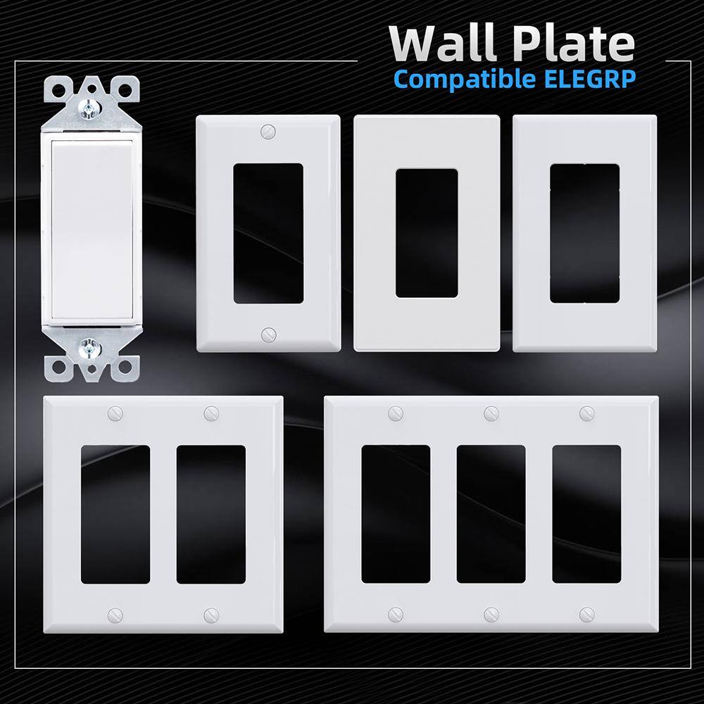 ELEGRP Decor 15 Amp Single Pole Rocker Light Switch with Wall Plate White (10-Pack) 1004A