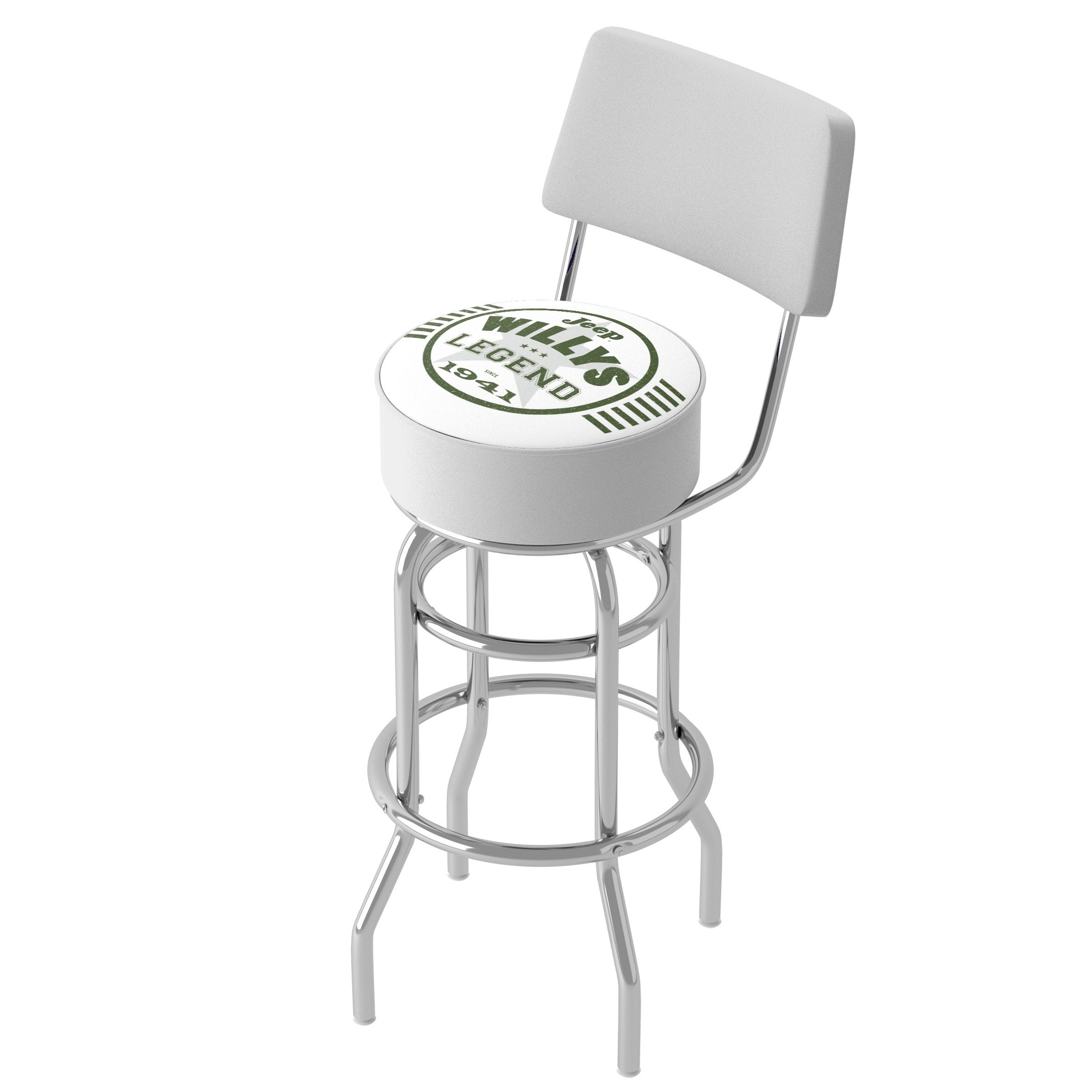 Jeep Willys Legend 360 Degree Swivel Barstool with Foam Padded Seat And Back - 20 x 20 x 31