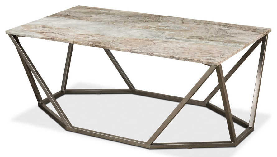 Trapezoid Coffee Table Marble Top   Transitional   Coffee Tables   by Sideboards and Things  Houzz