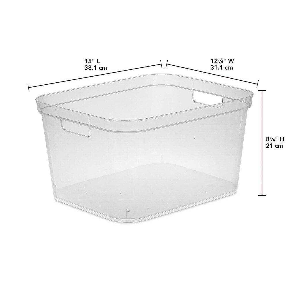 Sterilite 8.25x12.25x15 In Storage Bin w/ Carry Through Handles  Clear (6 Pack)