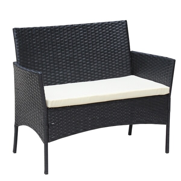 4 PC Rattan Patio Sofa Set Outdoor Cushioned Seat -  - 37689488