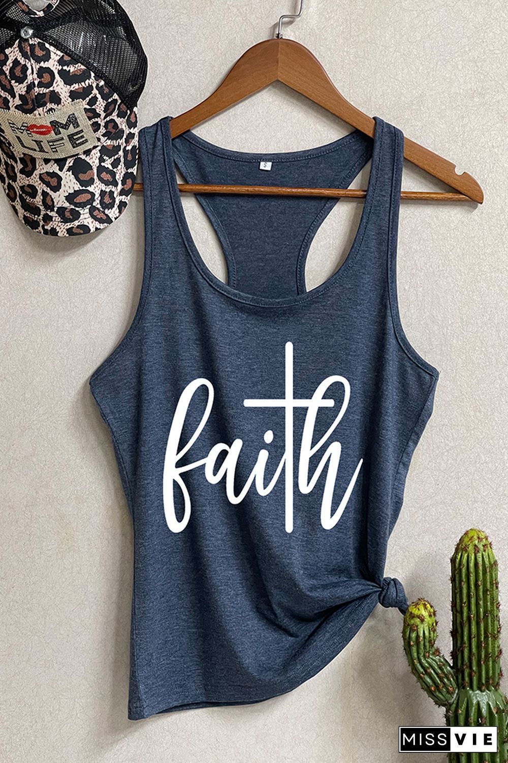 Faith Printed Sleeveless Tank Top Wholesale