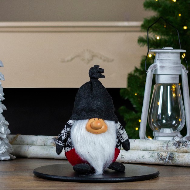 Charcoal Gray And Red Happy Smiling Gnome Christmas Tabletop Decor