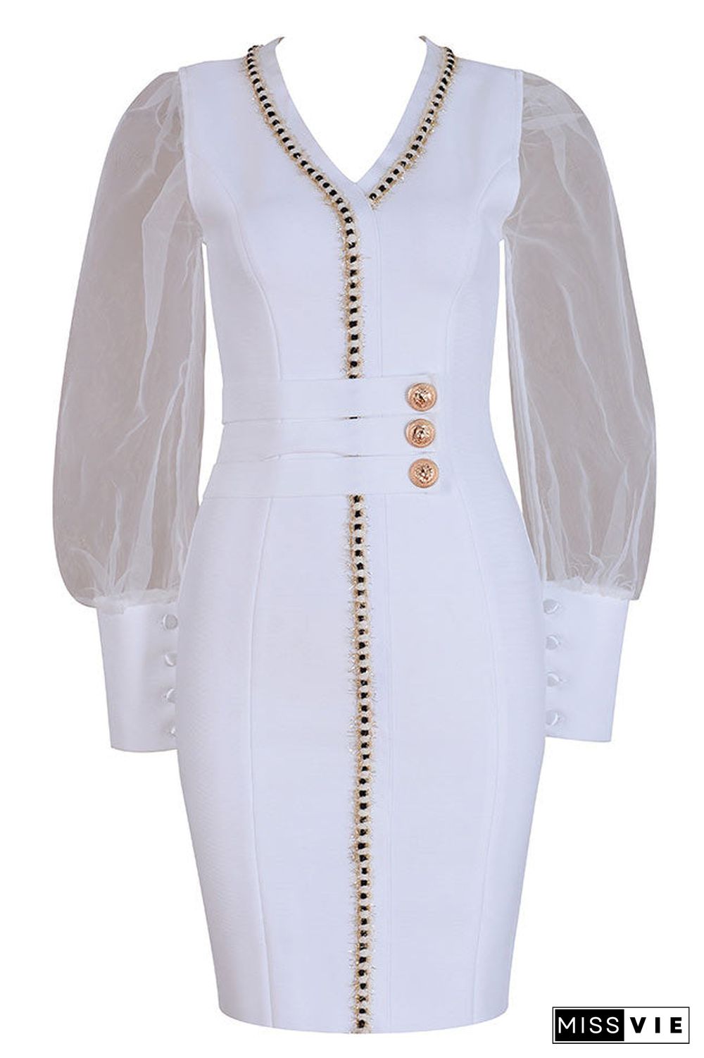 Chic White Long Sleeve Party Homecoming Dress