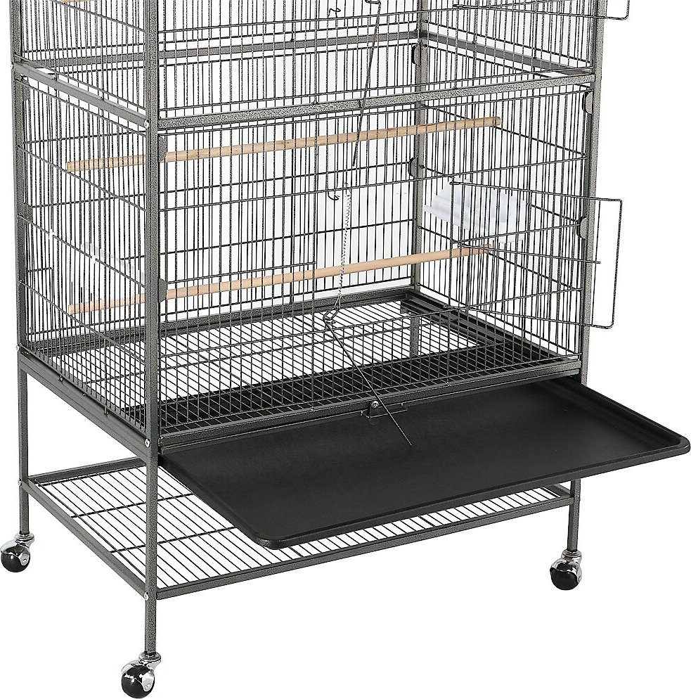 Yaheetech 52-in H Large Bird Rolling Cage and Storage Shelf， Hammered Black