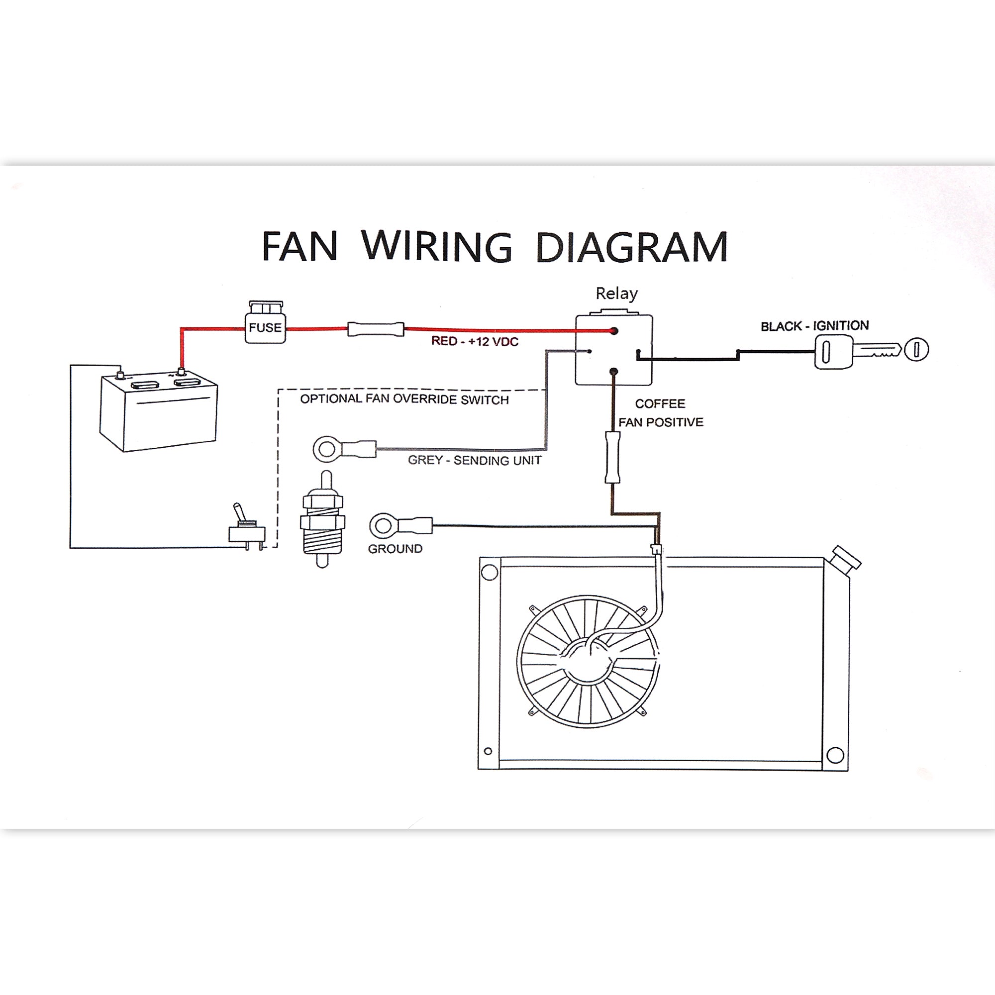 Electric Fan Relay Kit with 185'F on-175'F off Thread-In Probe 40A Radiator Electric Cooling Fan Wiring Kit 1 Set