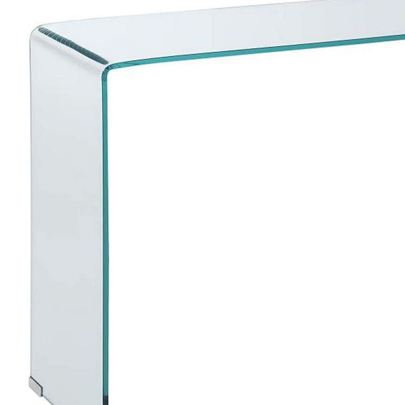 Contemporary Style Minimal Tempered Glass Sofa Table， Clear