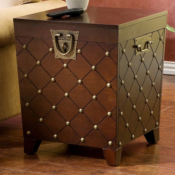 SEI Furniture Liatris Nailhead Espresso End Table Trunk