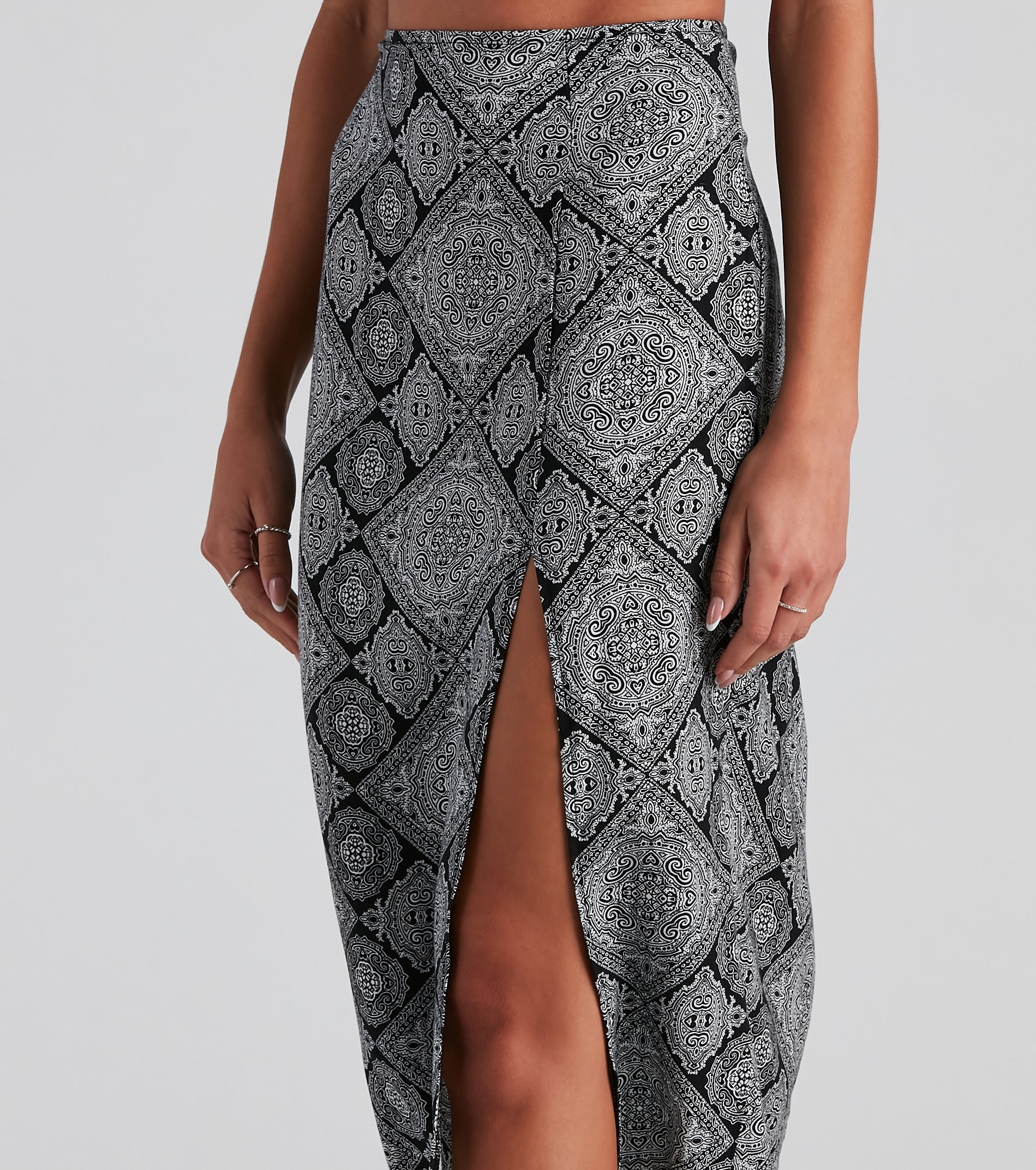 Challis Boho Slit Midi Skirt