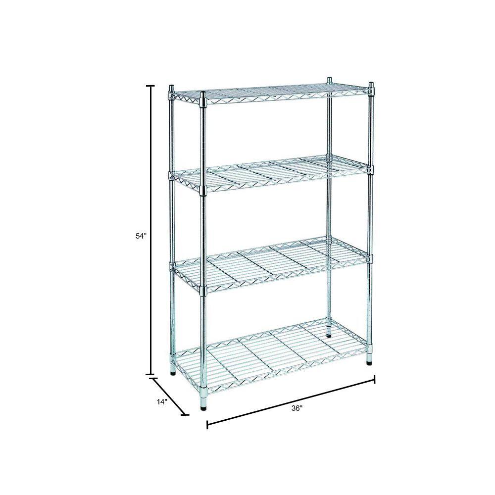 HDX Chrome 4-Tier Metal Wire Shelving Unit (36 in. W x 54 in. H x 14 in. D) EH-WSTHDUS-004