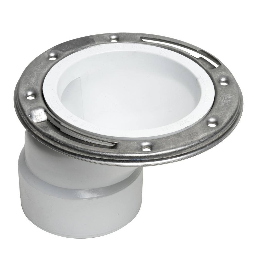 Oatey 3 in. PVC Open Offset Toilet Flange with Stainless Steel Ring 436052