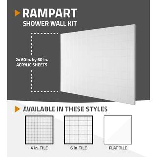 Universal Tubs Rampart 4.4 ft. Walk-in Whirlpool Bathtub with 4 in. Tile Easy Up Adhesive Wall Surround in White H2952RWHCB