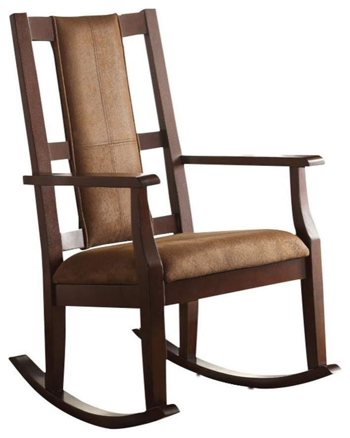 Bowery Hill Traditional Rocking Chair in Brown and Espresso   Transitional   Rocking Chairs   by Homesquare  Houzz