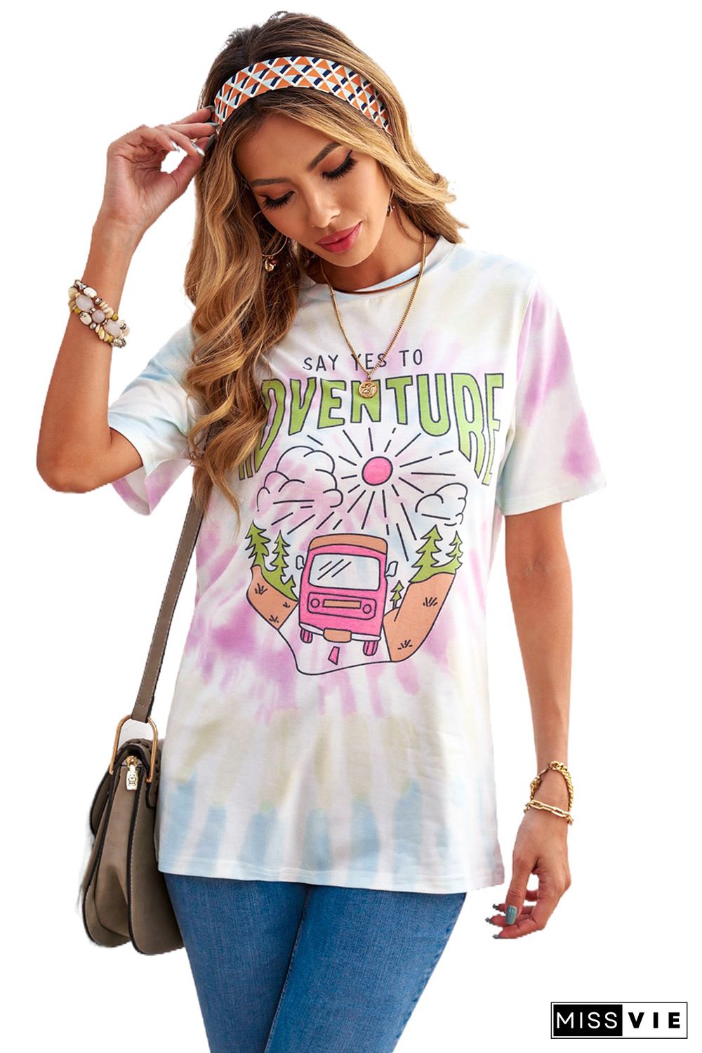 SAY YES TO ADVENTURE Tie-dye Print Tee