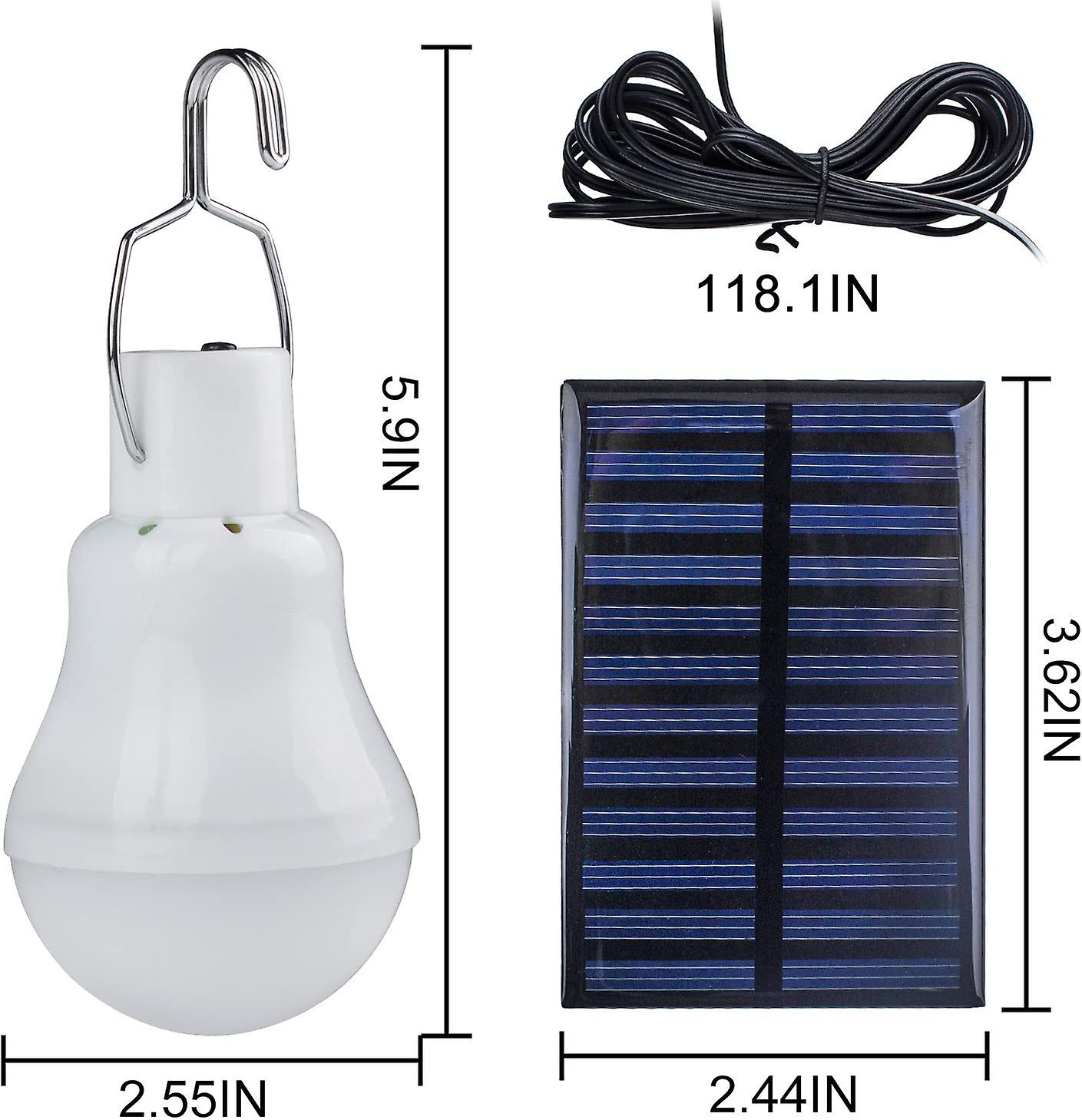 2 Portable Solar Camping Lights， Solar Bulbs Led Solar Emergency Light Garden Lights With Hook Bulb Panel