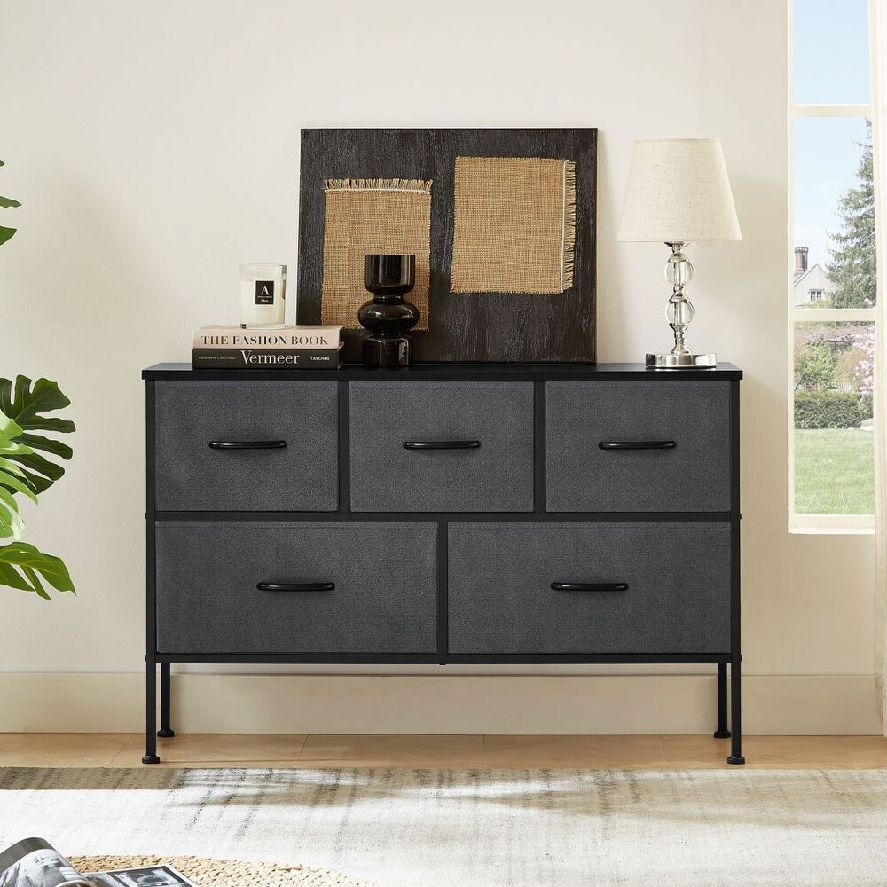 Fabric Dresser Storage Organizer Unit for Bedroom with 5 Drawers