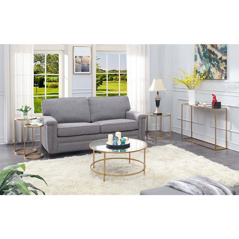 Convenience Concepts Gold Coast Mirrored Console Table， Mirrored Top/Gold Frame