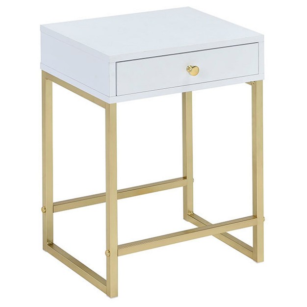 End Table White Brass Acme Furniture