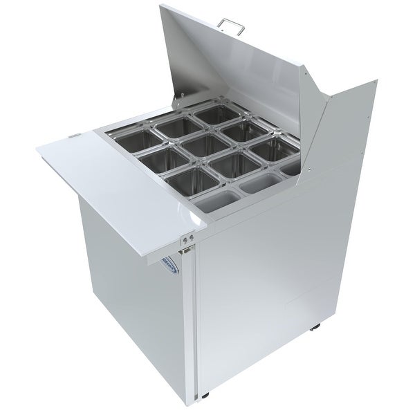 28 in. W 6 cu. ft. Refrigerated Food Prep Station Table with Mega Top Surface in Stainless Steel