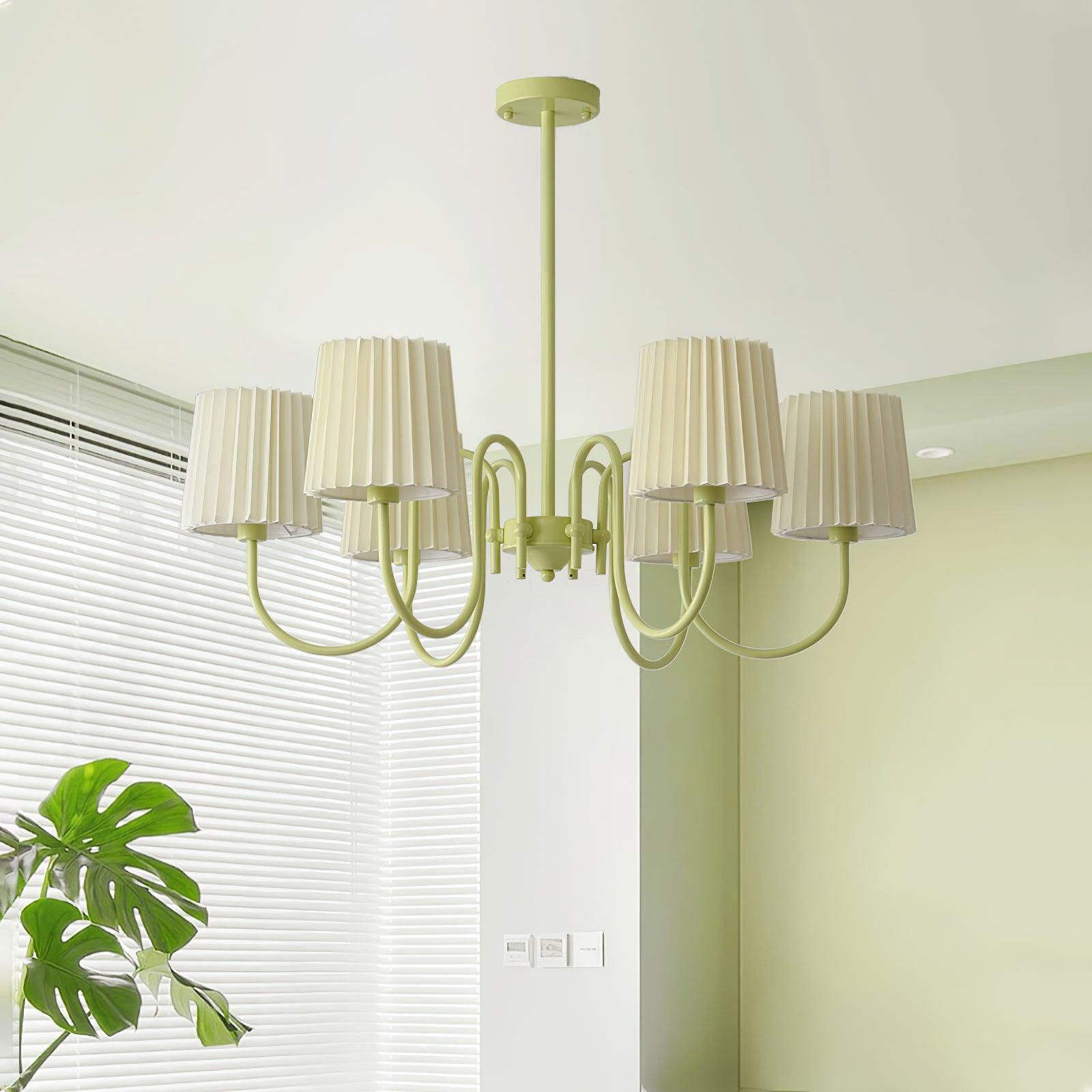 Pleated Fabric Matcha Chandelier